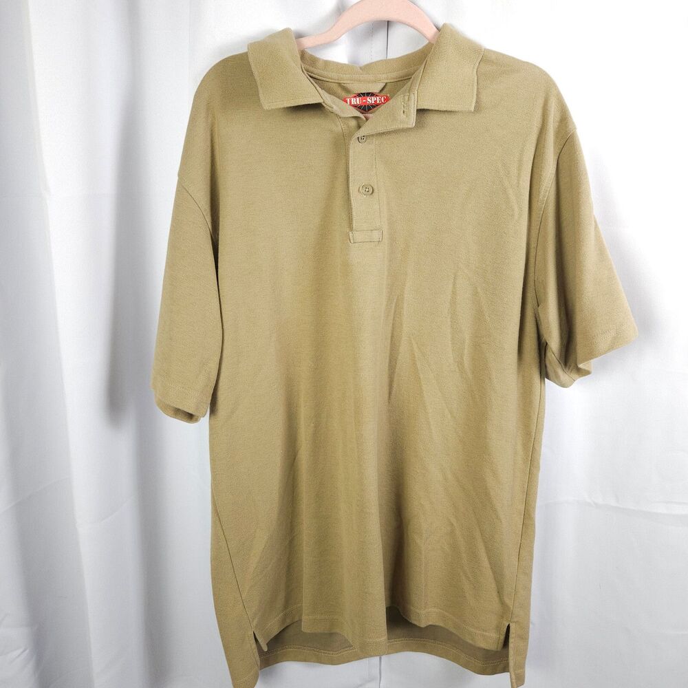 Tru-Spec Mens‎ XL X-Large Beige Tan Short Sleeve Polo Shirt